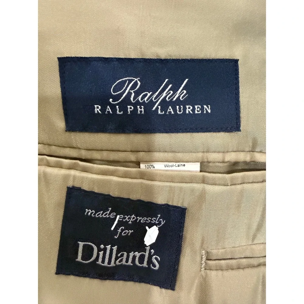 Ralph Lauren 2 Pc Glen Plaid Windowpane Suit Tan Wool Men 41R